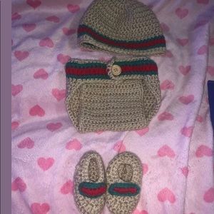 Handmade diaper cover with Hat & slippers